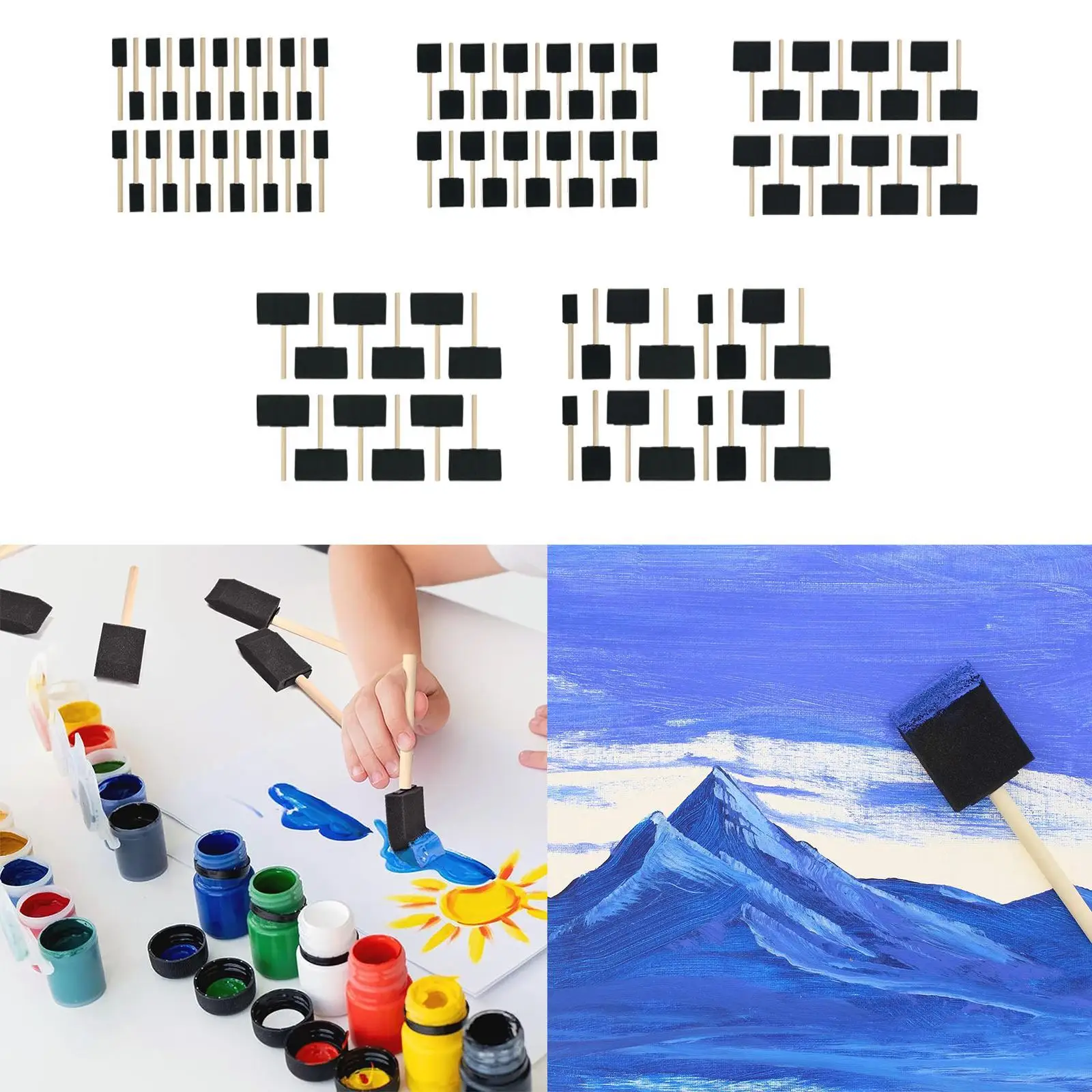 

Paint sponges for children, wooden handle, painting tools for manual work, set