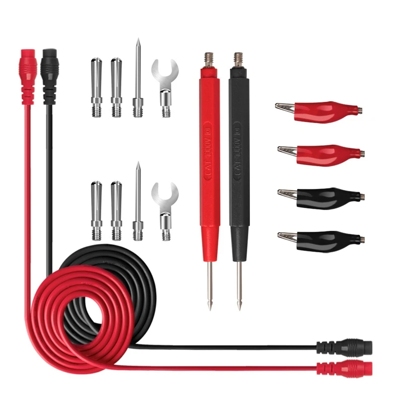 

LJL-16Pcs мультиметр, испытание пробного зонда выводы в комплекте, заменяемые Тестовые провода, зонды для цифрового мультиметра, зонд типа U с зажимами типа крокодил