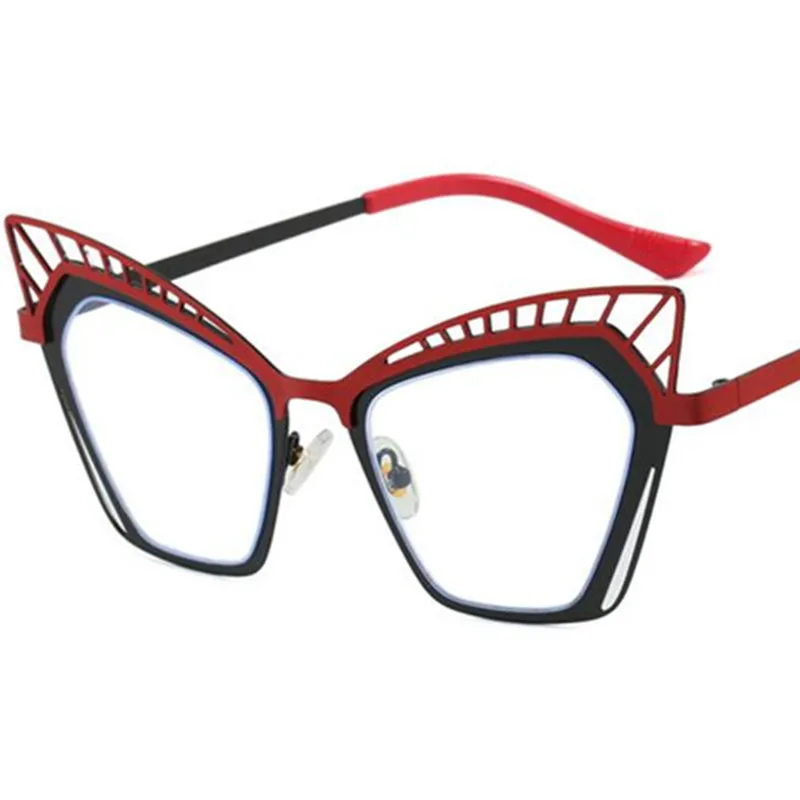 NEW Anti-Blue Light Glasses Women Cat Eye Eyewear Hollow Design Spectacles Patchwork Frame Eyeglasses Simplity Ornamental