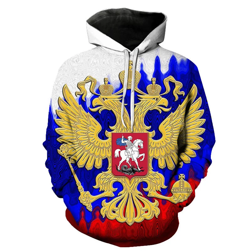 

Russian Eagle Emblem Graphic Hoodies for Men Clothing Russia National Flag Hoodie Unisex Casual Sweatshirt USA Ethiopia Tops Tee