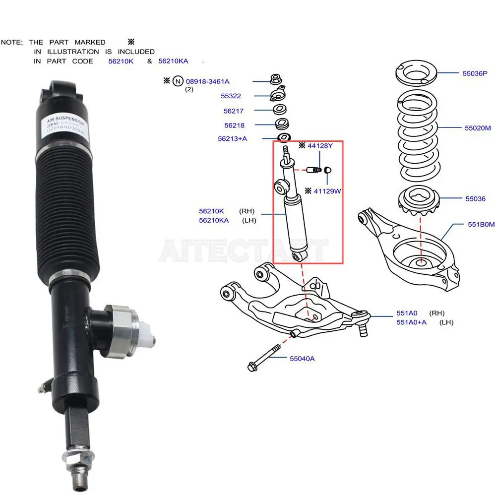 Airsusfat 2x Rear Air Suspension Shock Absorber Struts For Nissan Patrol Y62 2011-2023, OE E62111LB9A E62101LB9B Car Accessories