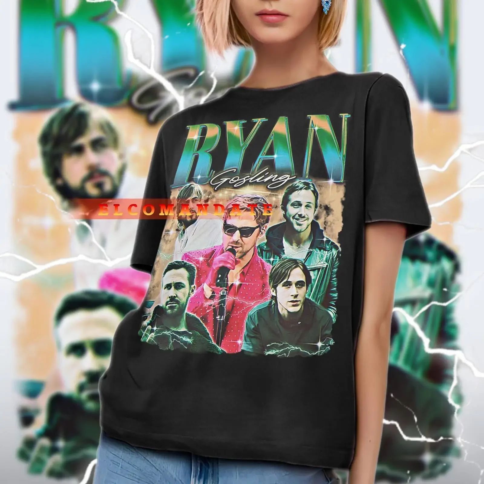 90s Vintage Ryan Gosling Bootleg T Shirt Retro Casual Fans  vintage Washed designer clothes fashion streetwear homme Stretched