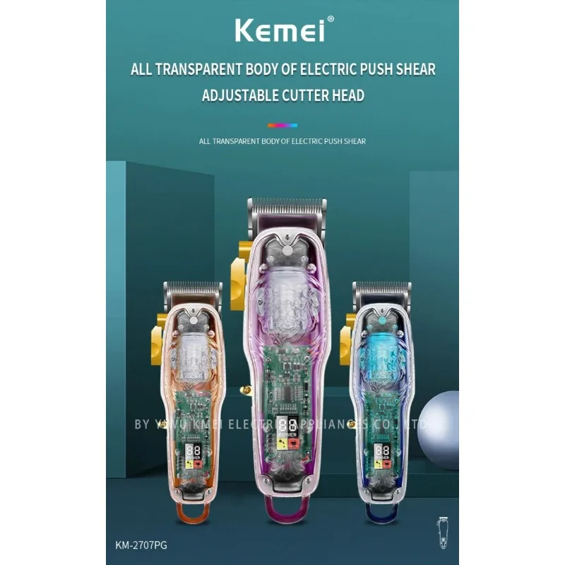 KEMEI km-2707pg rechargeable lucency hair clipper professional hair clipper hair trimmer with lcd barber