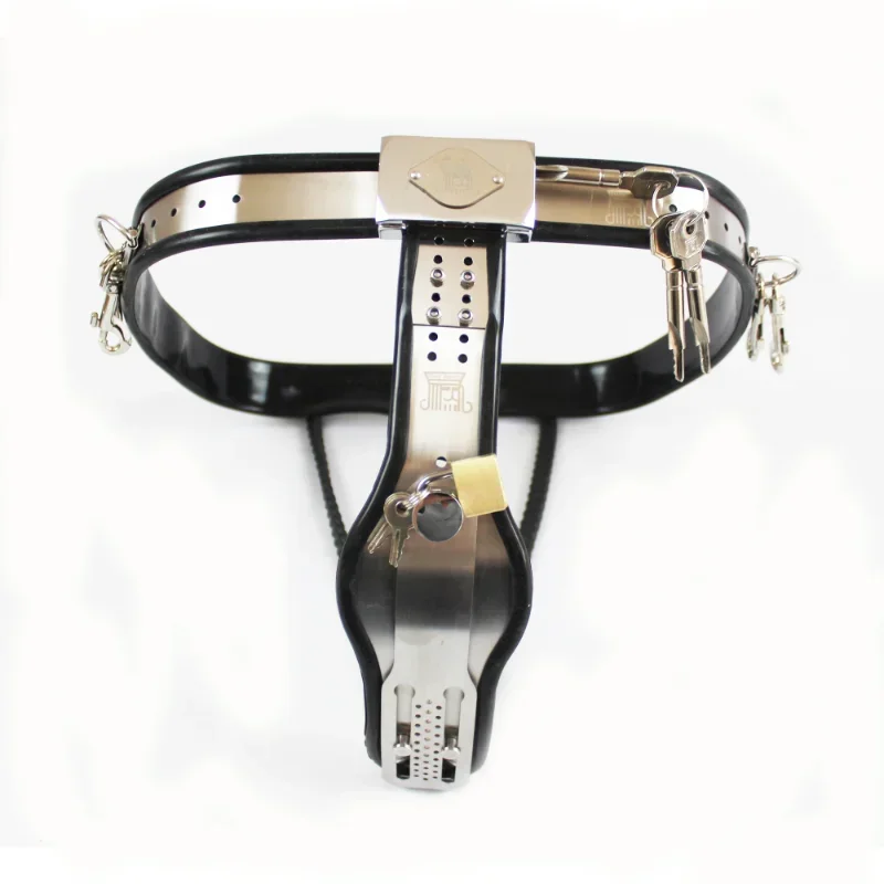 4PCS Set Female Stainless Steel Silicone Chastity Belt Panties Vaginal Plug BDSM Bondage Bra Underwear Thigh Cuffs Sex Toy Women