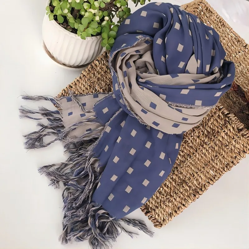 Winter Keepwarm Cotton double-sided Small Square Patterned Thickened Scarf Shawl