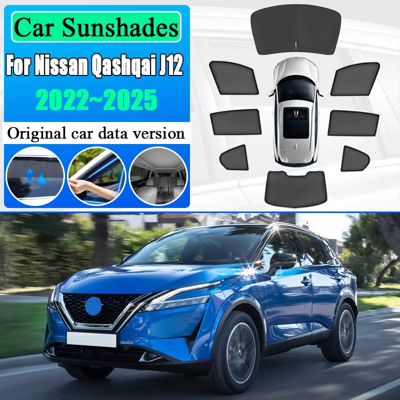 

Car Mesh Sun Shades For Nissan Qashqai J12 2022 2023 2024 2025 Magnetic Sunshade Windshield Side Window Visor Tools Accessories