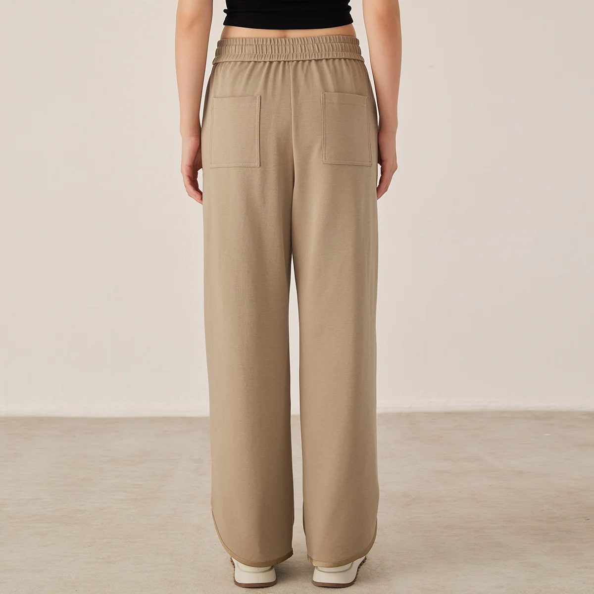 KL7523369 Women's Wide Leg Lounge Pants Cotton Blend Drawstring Waist Casual Fall Clothing