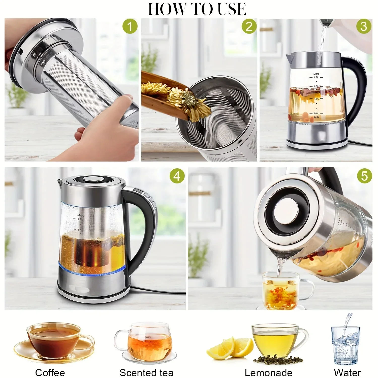 Lntelligent Constant Temperature Hot Kettle Heat Preservation Integrated Automatic Power-off Glass Electric Kettle