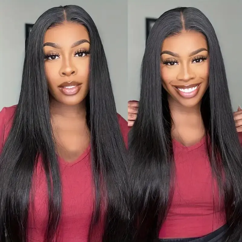 Rosabeauty 30 40 Inch Straight 13X4 Lace Front Human Hair Wigs Glueless Brazilian For Black Women Remy 180%