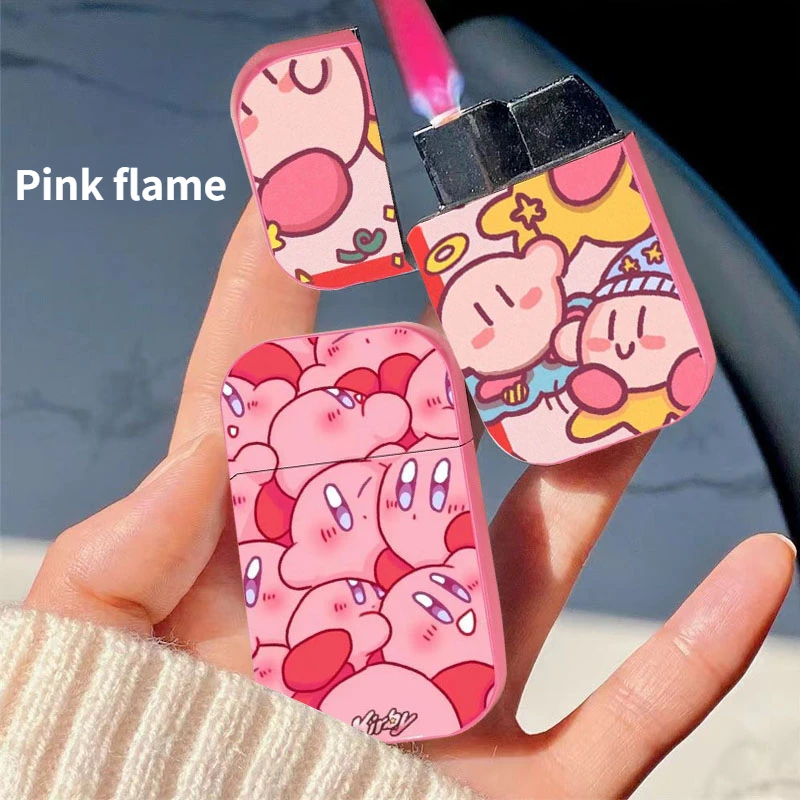 

Cute Cartoon Pink flame Lighter Strong Fire Power Inflated Jet Cigar Lighter Outdoor Windproof Lighters Metal Smoking Accessory