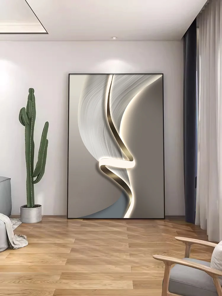 

Abstract, luxurious, modern foyer decoration painting, floor to ceiling, wall facing living room, entrance hanging painting,