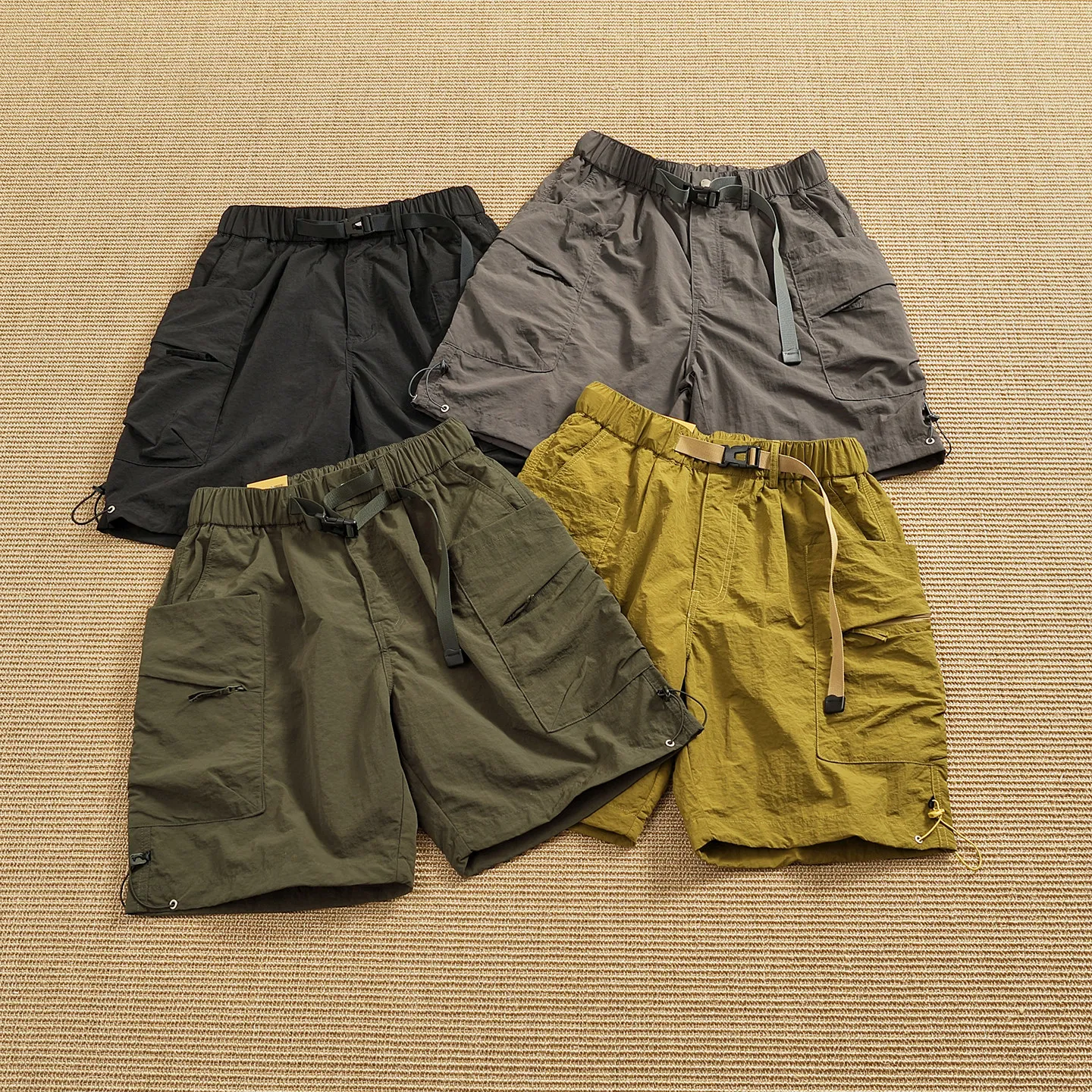 

Летние мужские шорты-карго 2026 в американском ретро-стиле с сетчатой подкладкой, быстросохнущие, модные, свободные, с множеством карманов, повседневные, 5-точечные брюки