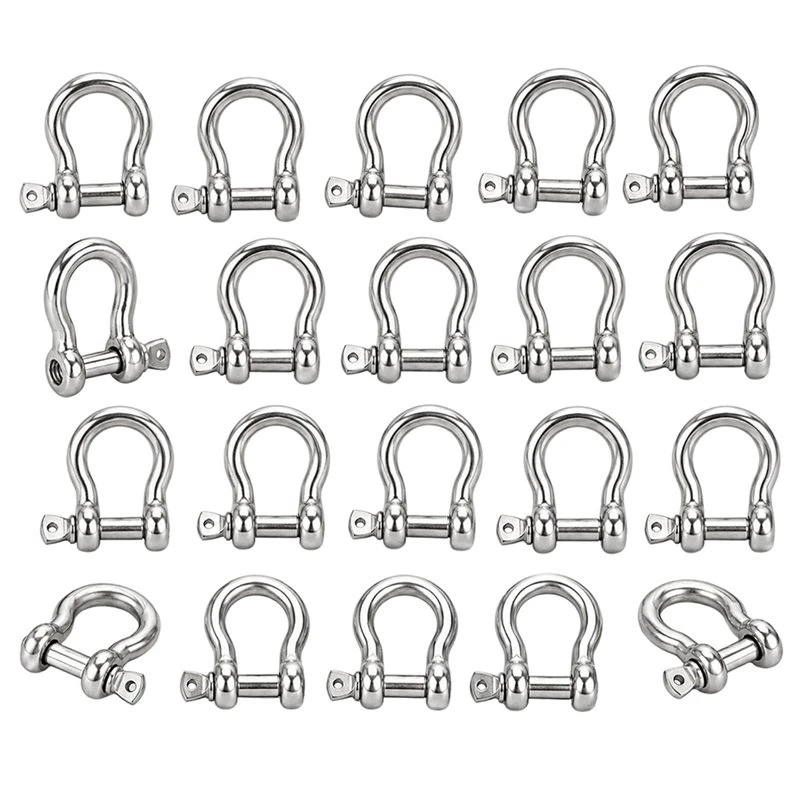 ABNM Shackle Set 20 PCS M6 Stainless Steel Screw Pin, 1/4 Inch 304 Stainless Steel Chain Connector