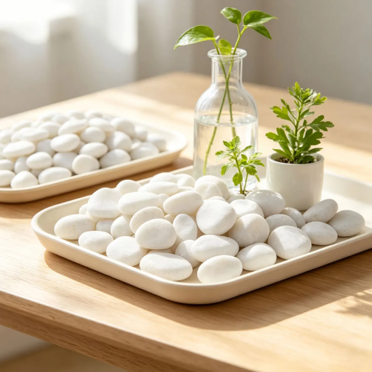 350g White Polished Natural Pebbles 2-3cm – Smooth Decorative Stones for Plant Vases, Courtyard Landscaping,  ZSY