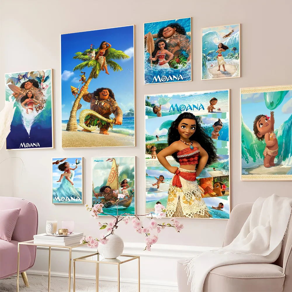 Cartoon Movie M-Moana DIY Sticky Poster Fancy Wall Sticker For Living Room Bar Decoration Wall Decor