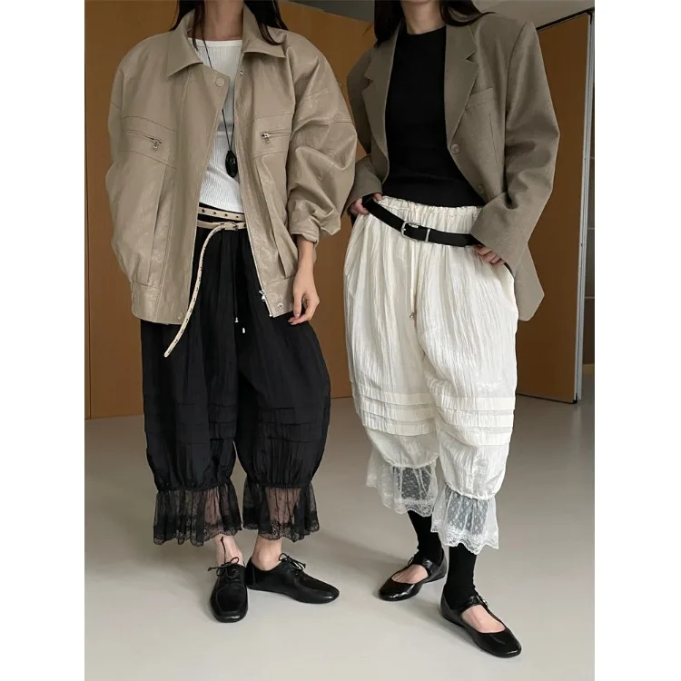 

High Waist Lace Loose Lantern Casual Pants Women's Fashion Spring Autumn Winter Street Style Travel Leisure Trousers