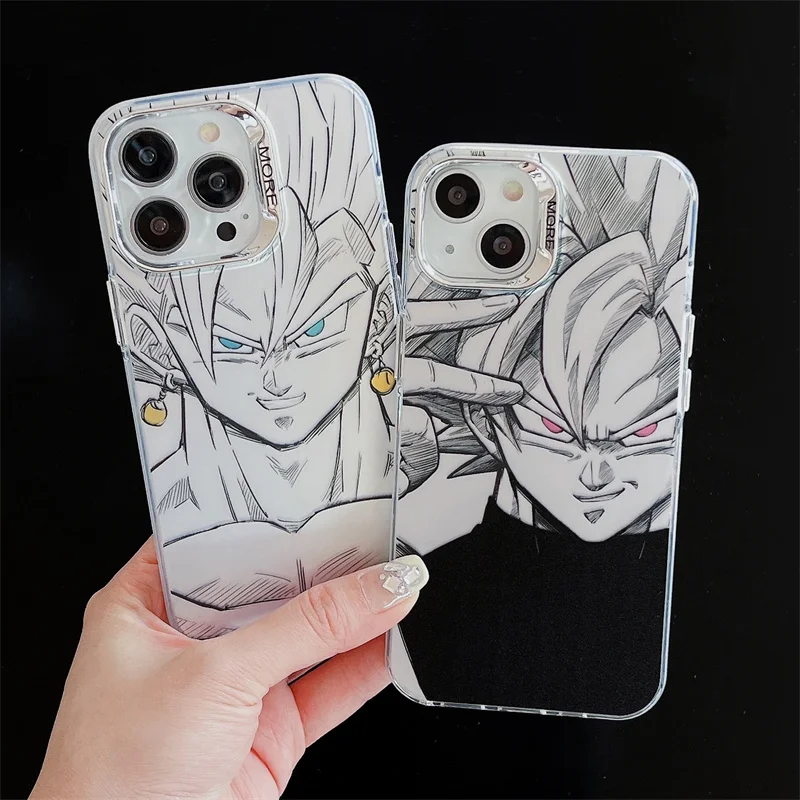 Luxury Dragon Ball Z Anime Son Goku Super Saiyan Phone Case For iPhone 16 15 14 13 11 12 Pro Max Cute Cartoon Armor Cover Funda