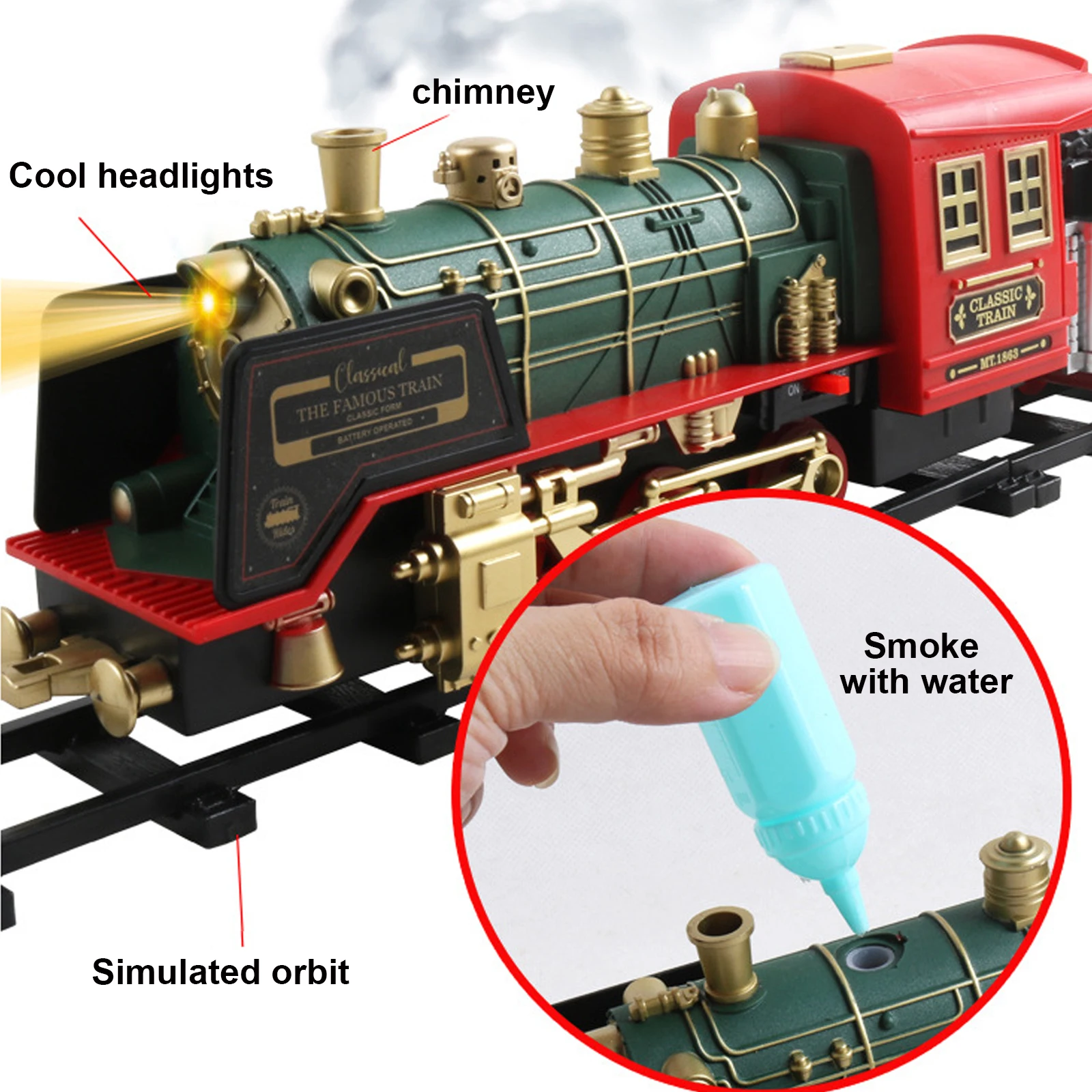 Christmas Series Classical Remote Control Small Train Tracks Electric Steam Track Train Model Lights Children's Holiday Gifts