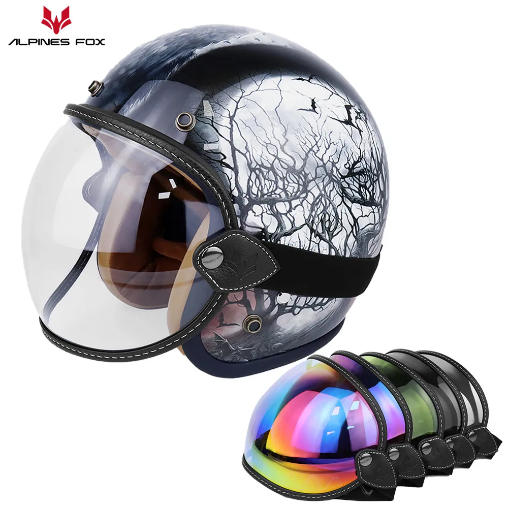 Flip up Lens Bubble Visor Face Shield Mask For BELL MOTO 3/ROYAL/SHOEI Retro Motorcycle Helmet Motorbike Helmet Lens Equipments