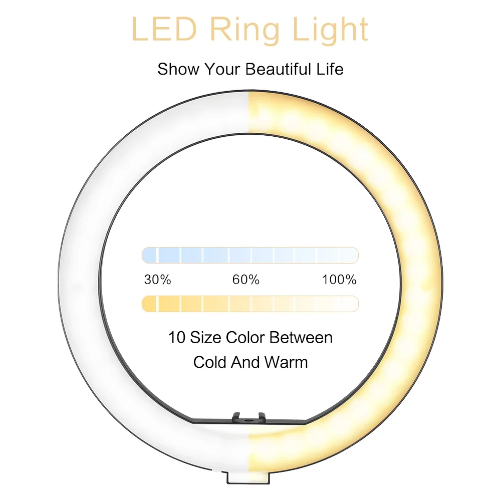 10inch LED Ring Light Photography Selfie Ring Lighting for Smartphone Youtube Makeup Video Studio Ring Lamp