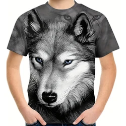 Kids T Shirt Wolf 3D Print Boy's T-shirt Casual Pullover Short Sleeve Breathable Comfortable T-shirt For Boy Summer Top Camiseta