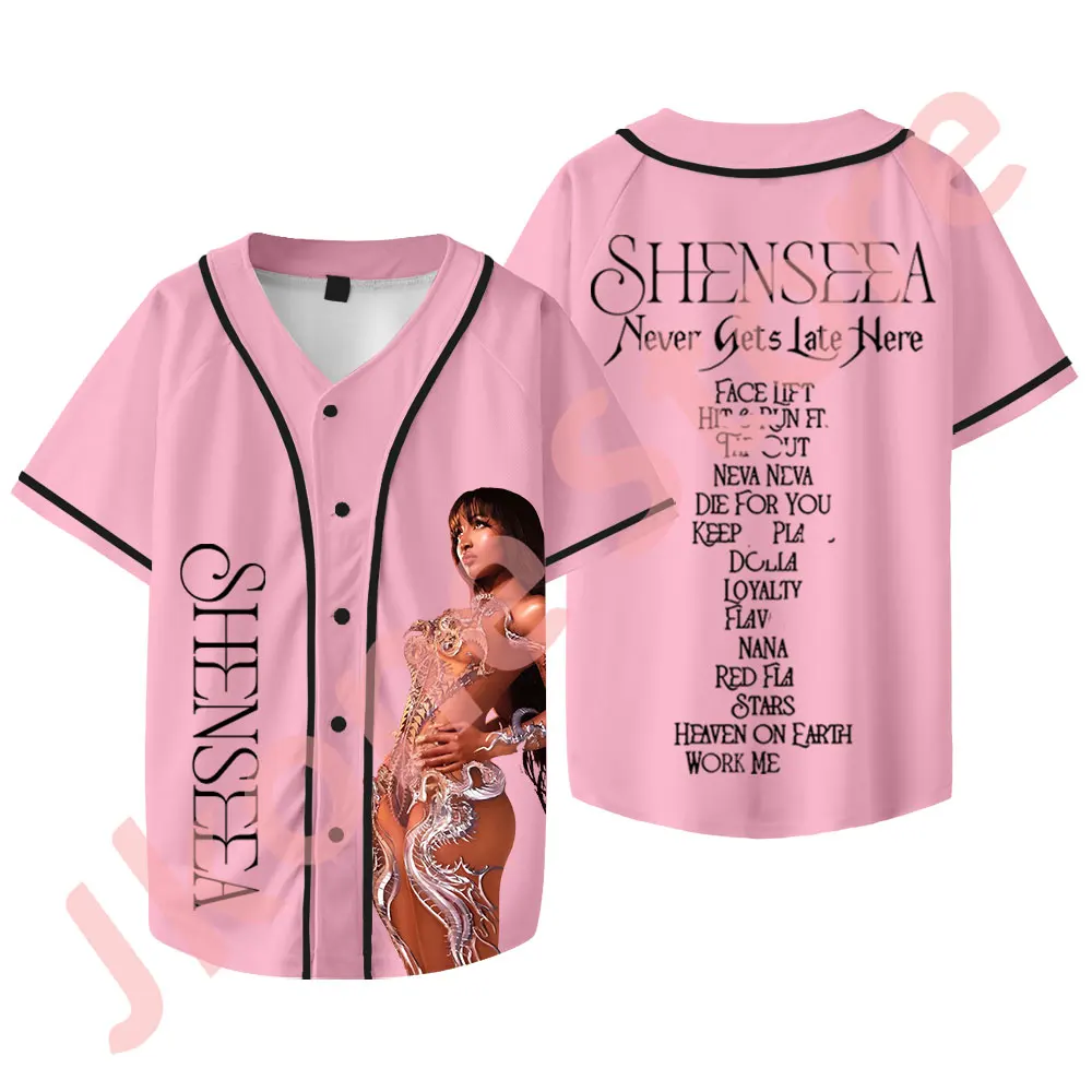 Shenseea Never Gets Late Here Merch T-shirts Tour New Logo Baseball Jacket Summer Women Men Fashion Casual Short Sleeve