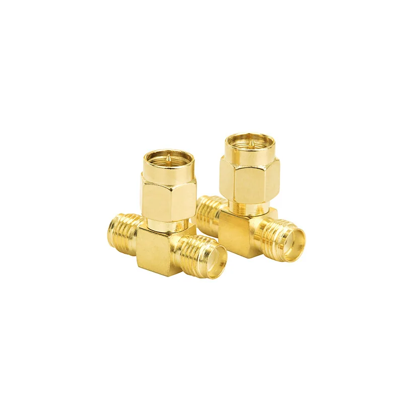 SMA-KJK SMA Male To Dual SMA Female RF Triple Tee Adapter Splitter Connector 3 Way 3 Pack