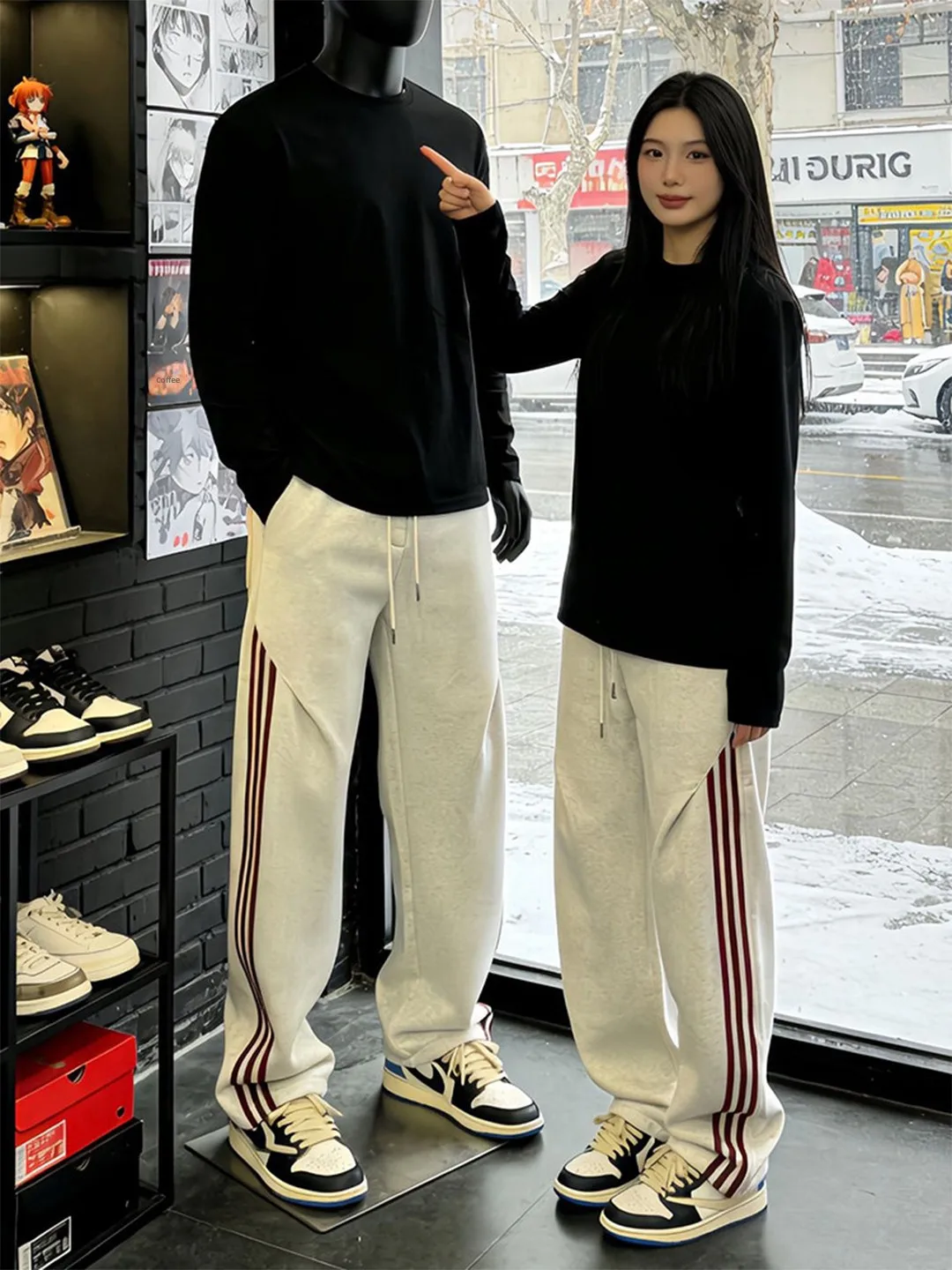 

American Sle Tee Bars Straight Leg Sports Casual Pants Men's Autumn Winter Cleanfit Heavyweight Long Trousers Floral ey