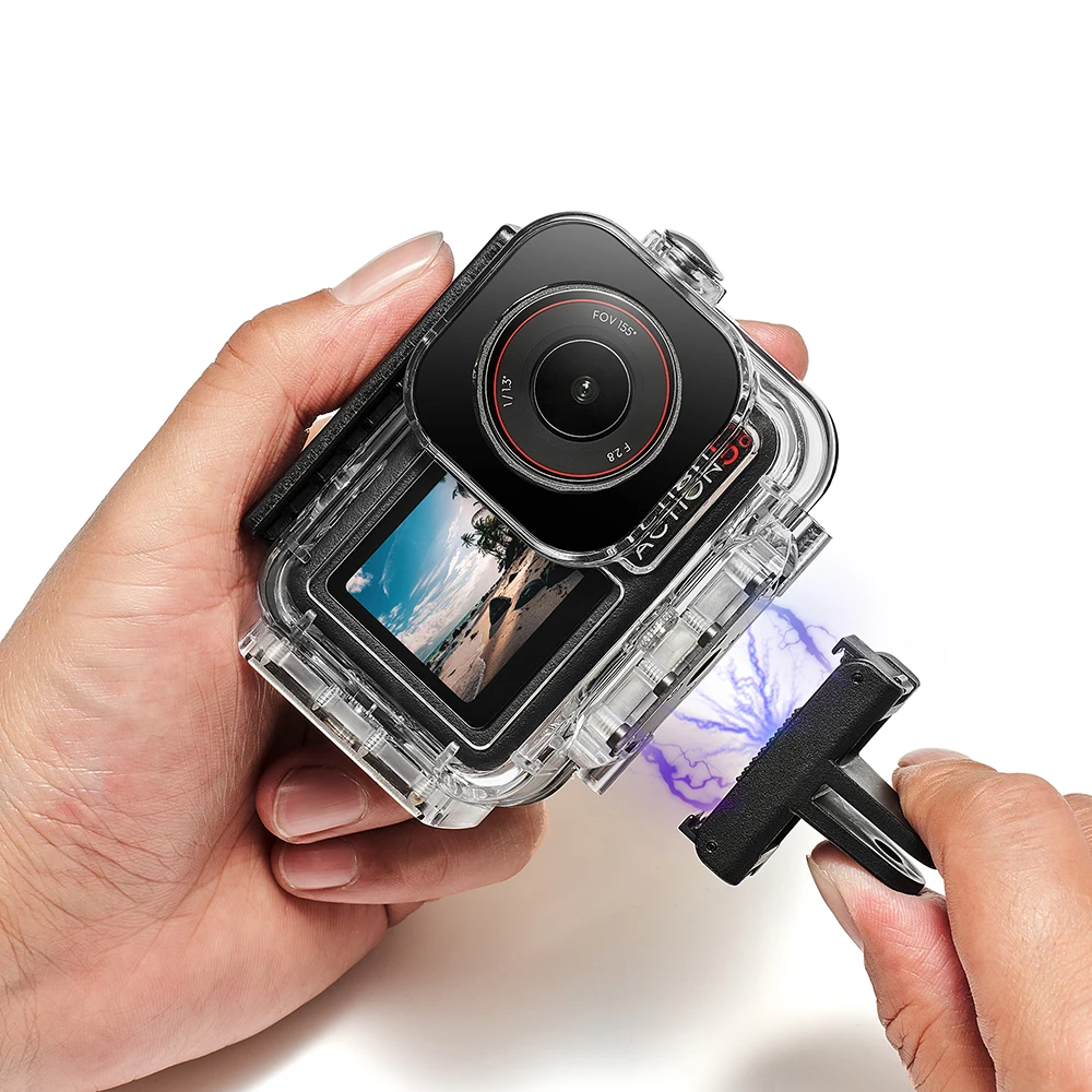 マグネット防水ケース水平垂直撮影 60 メートル水中ダイビング保護カバーハウジング DJI アクション 5pro/4/3 カメラ用