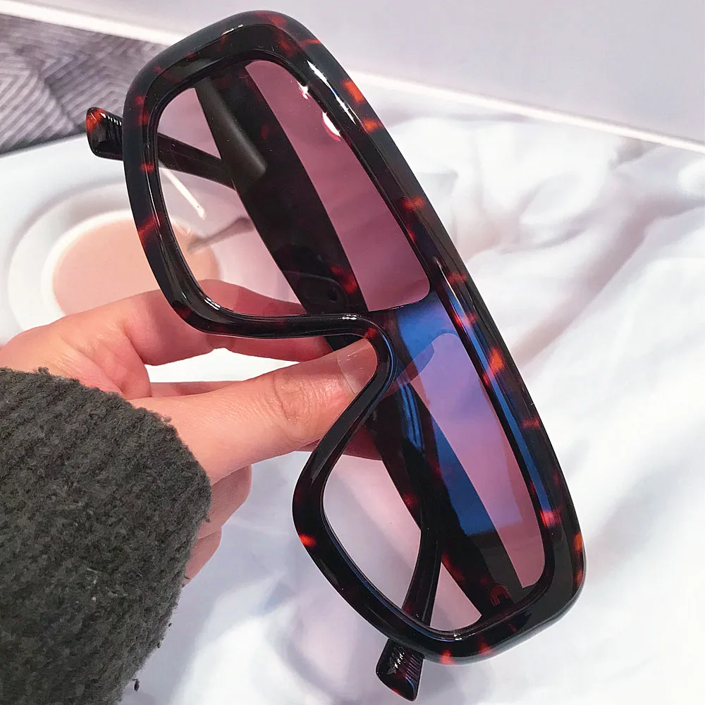 Vintage One-Piece Quadratische Sonnenbrille für Damen Neue Mode Schwarze Verlaufsgläser Übergroße Sonnenbrille für Herren Retro Gestreifte Fahrbrille – Detail 7