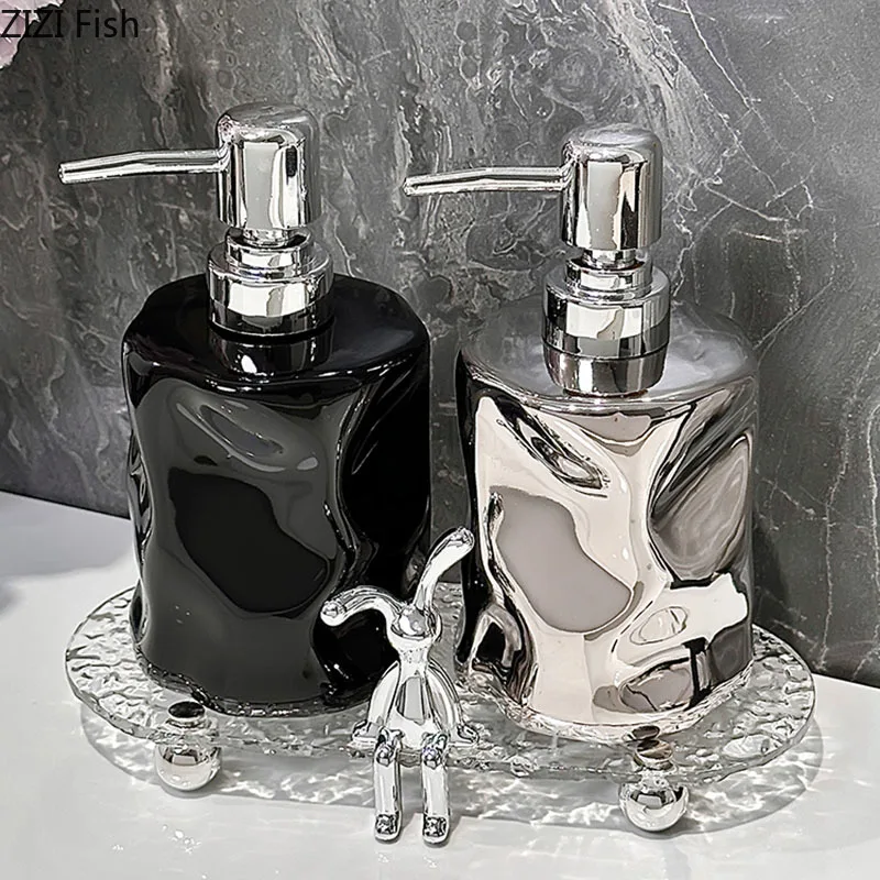 Creative Wrinkle Ceramic Hand Soap Dispenser Hotel Hand Soap Bottle Bathroom Lotion Bottle Soap Pump Home Bathroom Accessories