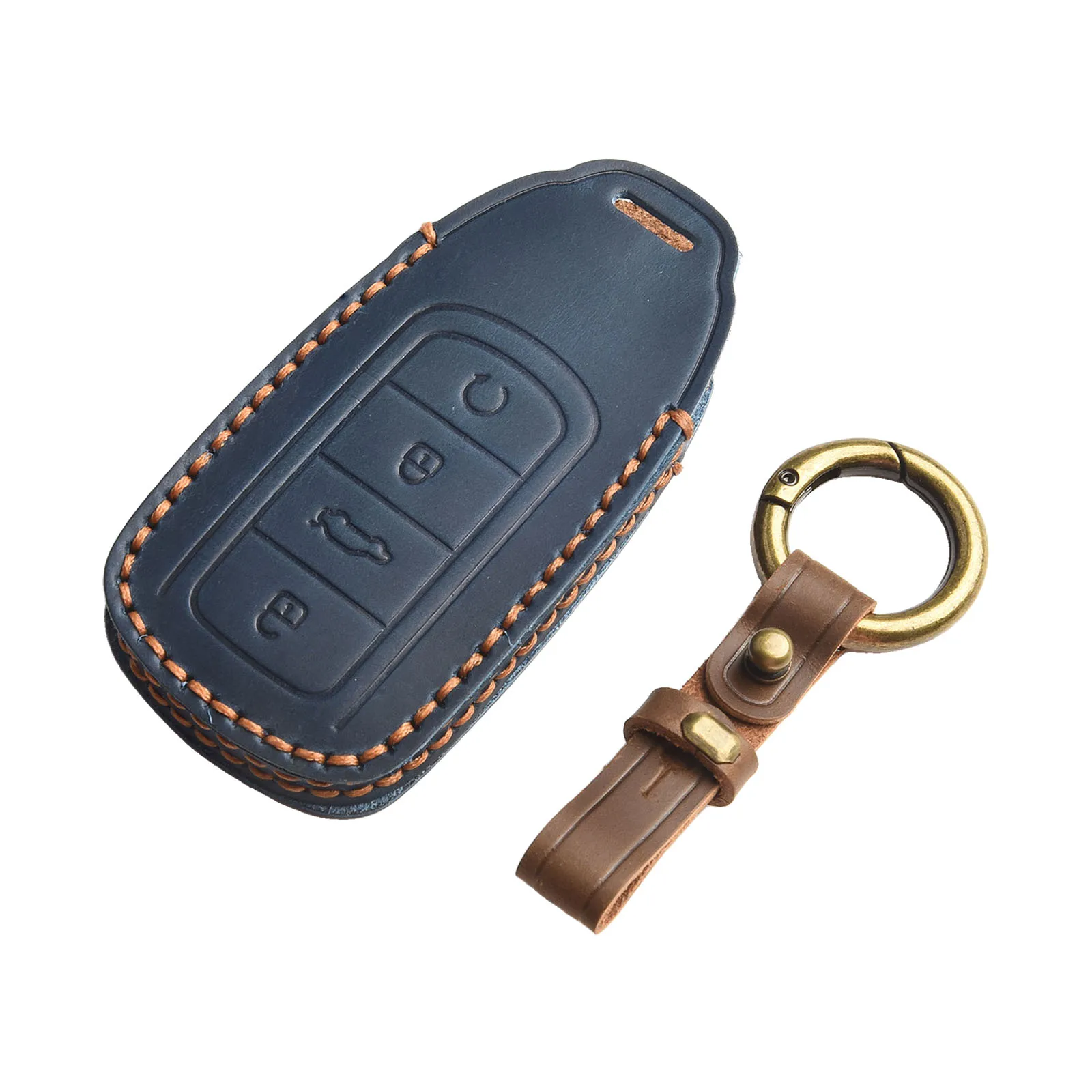 Fashionable Leather Remote Car Key Fob Case Cover, Designed for Chery Omoda 5 Blue, Perfect Protection and Decoration Choice