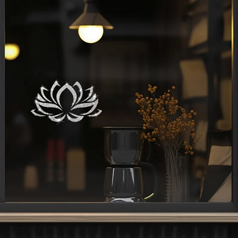 1 قطعة تقليد الماس بريق لوتس نمط ملصقات نافذة مقاوم للماء للمرايا الزجاجية أبواب الثلاجة شارات الفينيل المحمول #5