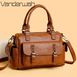 Fashion Shoulder Bags For Women Luxury Rivet Design Purse PU Leather Ladies Solid Color Crossbody Bags Messenger Commuting Sac