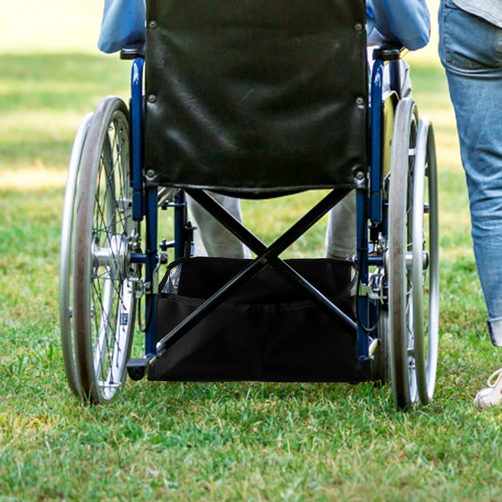 

Wheelchair Large Capacity Storage Bag Under Seat Durable Polyester Oxford Cloth Foldable Wheelchair Organizer Mesh Bag