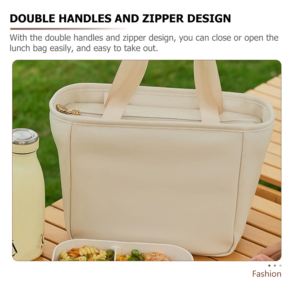

Insulated Lunch Bag Women Cute Pu Large Tote Bento Bags Quilting Travel Wear Resist Compact Storage Grocery Kitchen Bar Food Box