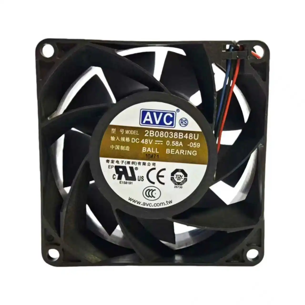 Original for AVC 2B08038B48U DC 48V 0.58A 80mm fan 8038 8000RPM 116CFM server inverter Telecom violent cooling fan ball bearing