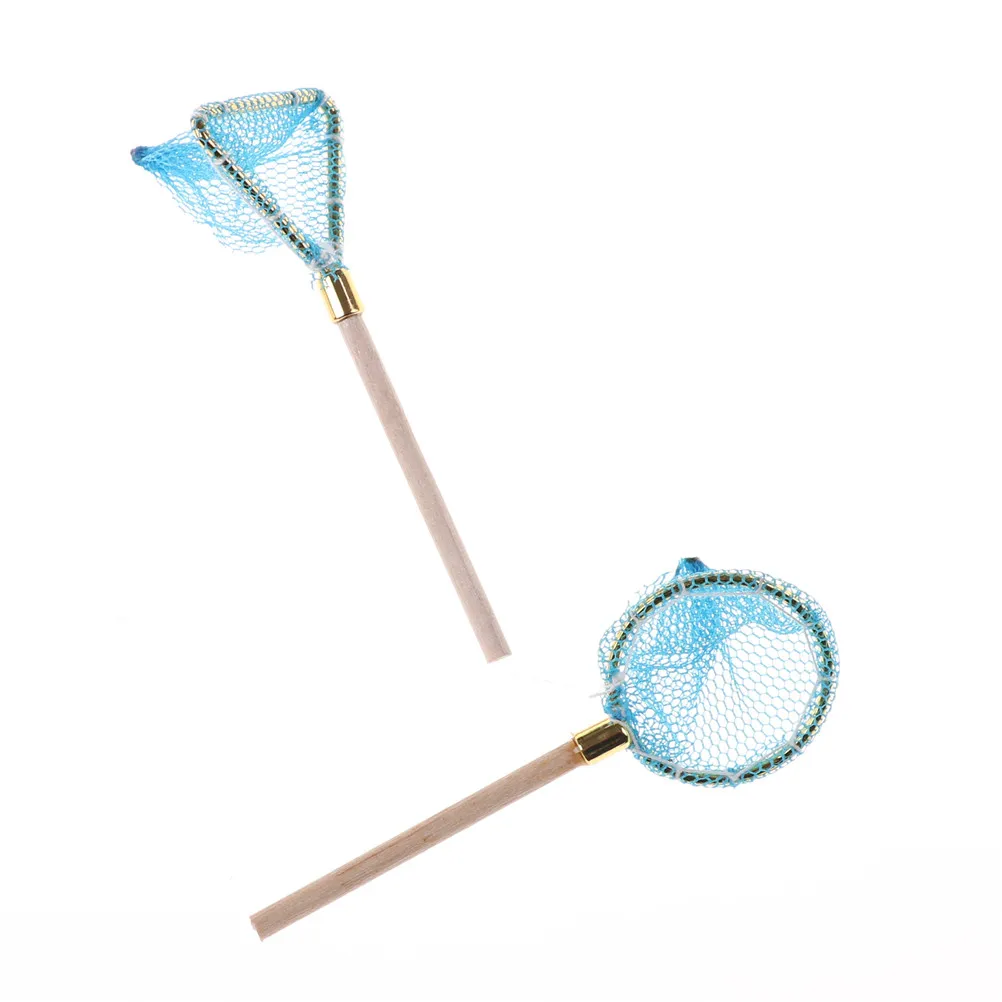 Filet de pêche en bois pour enfants, mini maison de courses, décoration de scène de vie au beurre, jouet de sport en plein air, cadeau pour enfant, accessoires de poupées, 2 pièces, 1:12