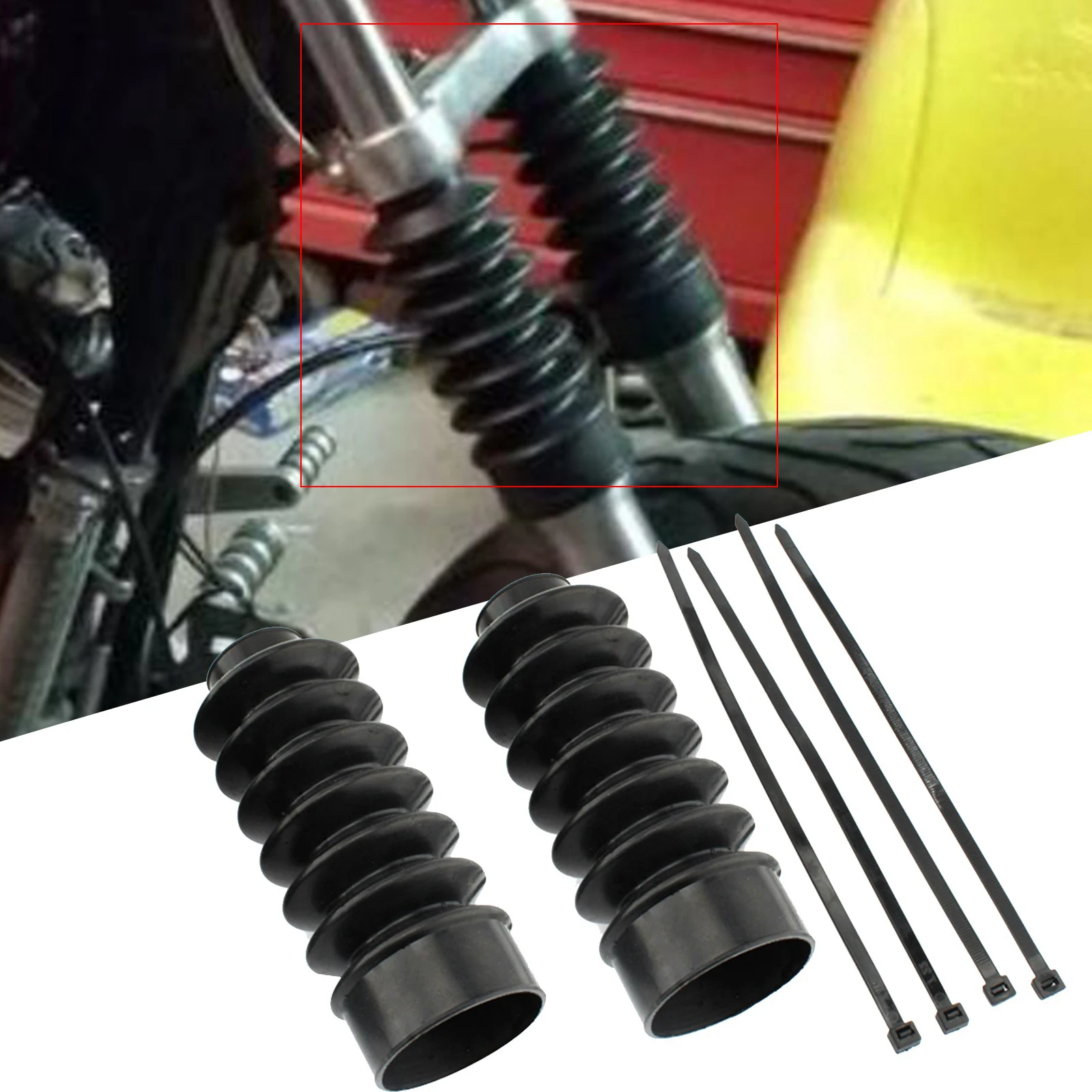 

49mm Black Moto Fork Boots Gaiters Motorcycle Pipe Cover For Harley Dyna Sportster XL883 1200
