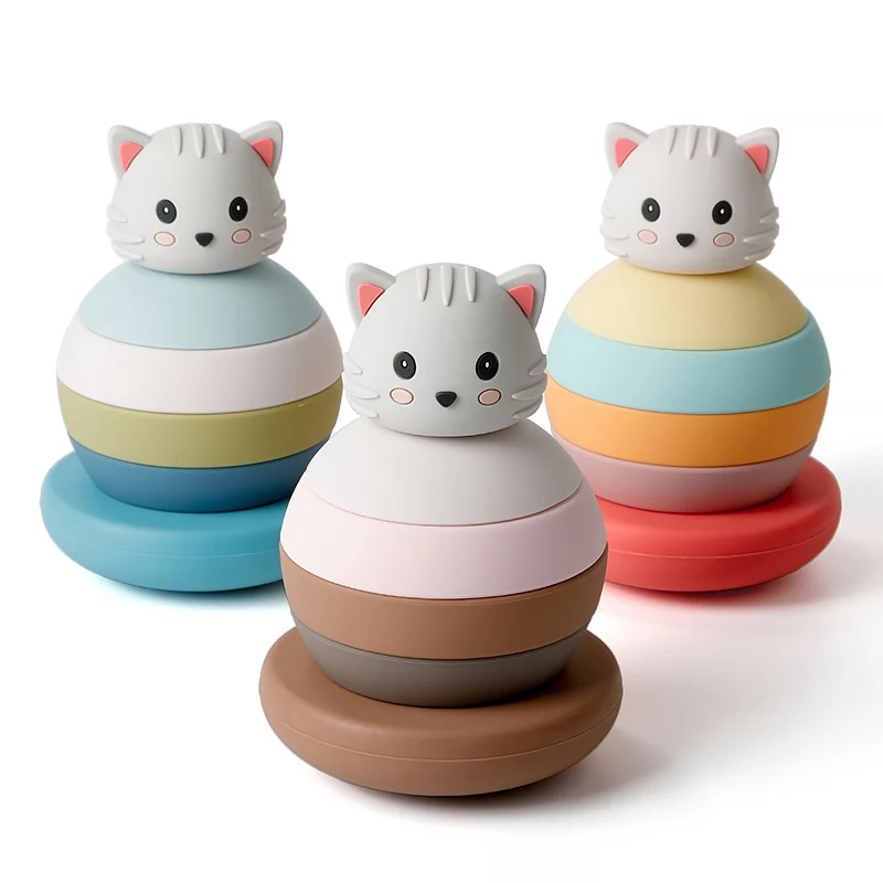 

1Set Soft Building Blocks Silicone Stacking Blocks Baby Toys Apple Pineapple Avocado Pear Silicone Building Toys Montessori Toys