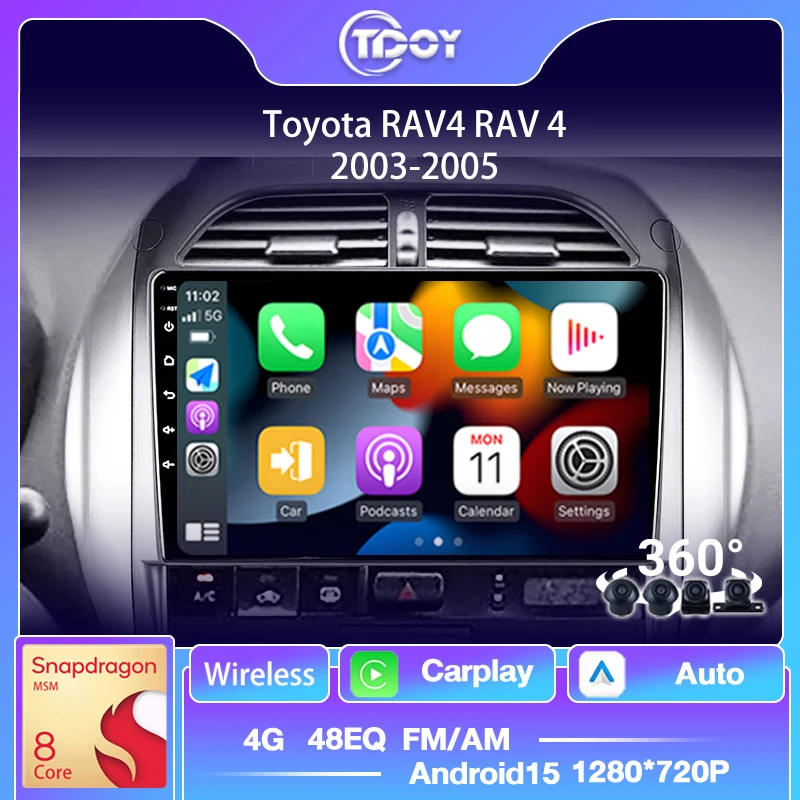 

2Din Android 15 Car Intelligent Systems For Toyota RAV4 2003-2005 GPS Multimedia Player Wireless Carplay Android Auto Car Radio
