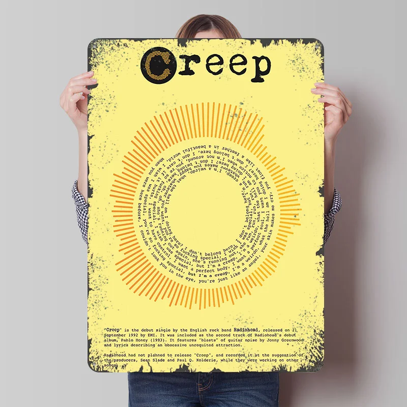 Radiohead Creep Lyrics Poster Customized Wall Art Vintage Metal Signs Retro Tin Plaque for Man Cave Decoration Living Room Decor