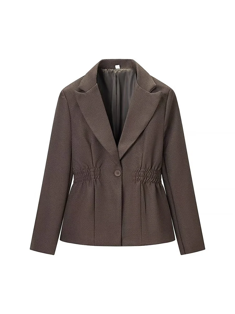 

European-style fashionable new women's clothing: stylish and versatile, elegant solid-color slim-fit long-sleeved blazer.