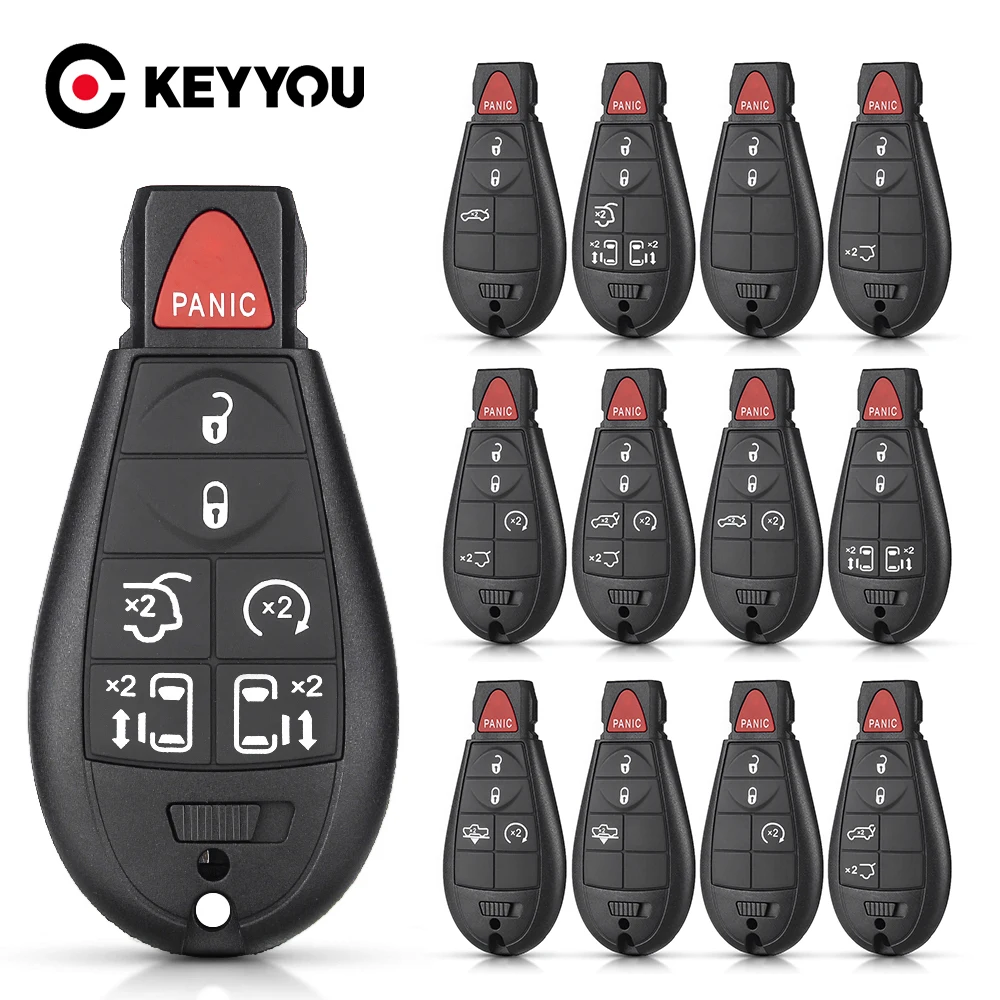 KEYYOU 3/4/5/6 Przyciski Obudowa kluczyka samochodowego Do Chrysler 300C Do Jeep Commende Do Dodge Durango Ram Grand Caravan Cherokee