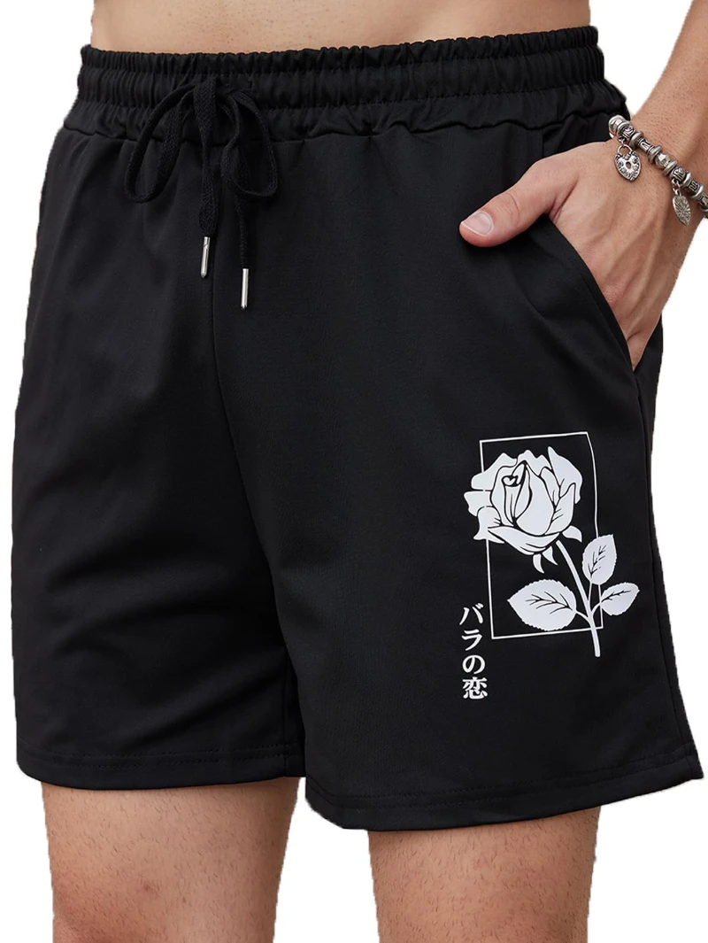 

Men's Letter Graphic Drawstring Waist Shorts Summer Casual Workout Athletic Gym Track Shorts Streetwear