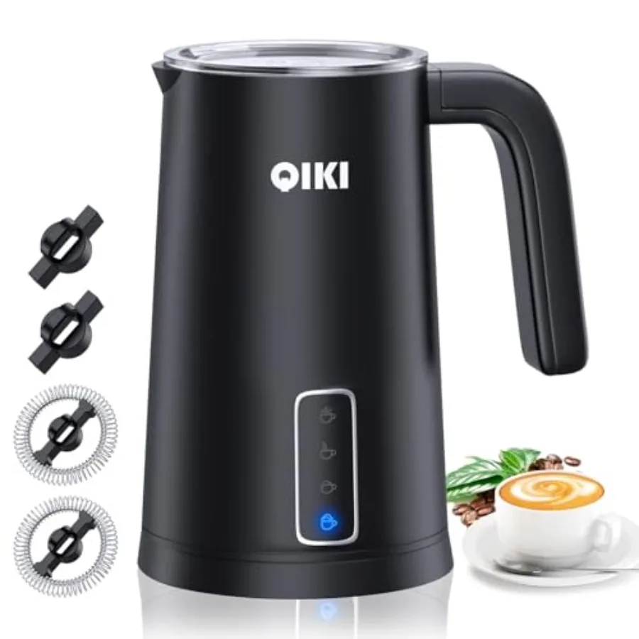 

4-in-1 Electric Milk Frother 8.5oz/250mL Black with 4 Whisks Automatic Warm Cold Foam Maker and Milk Warmer for Coffee Latte Ca