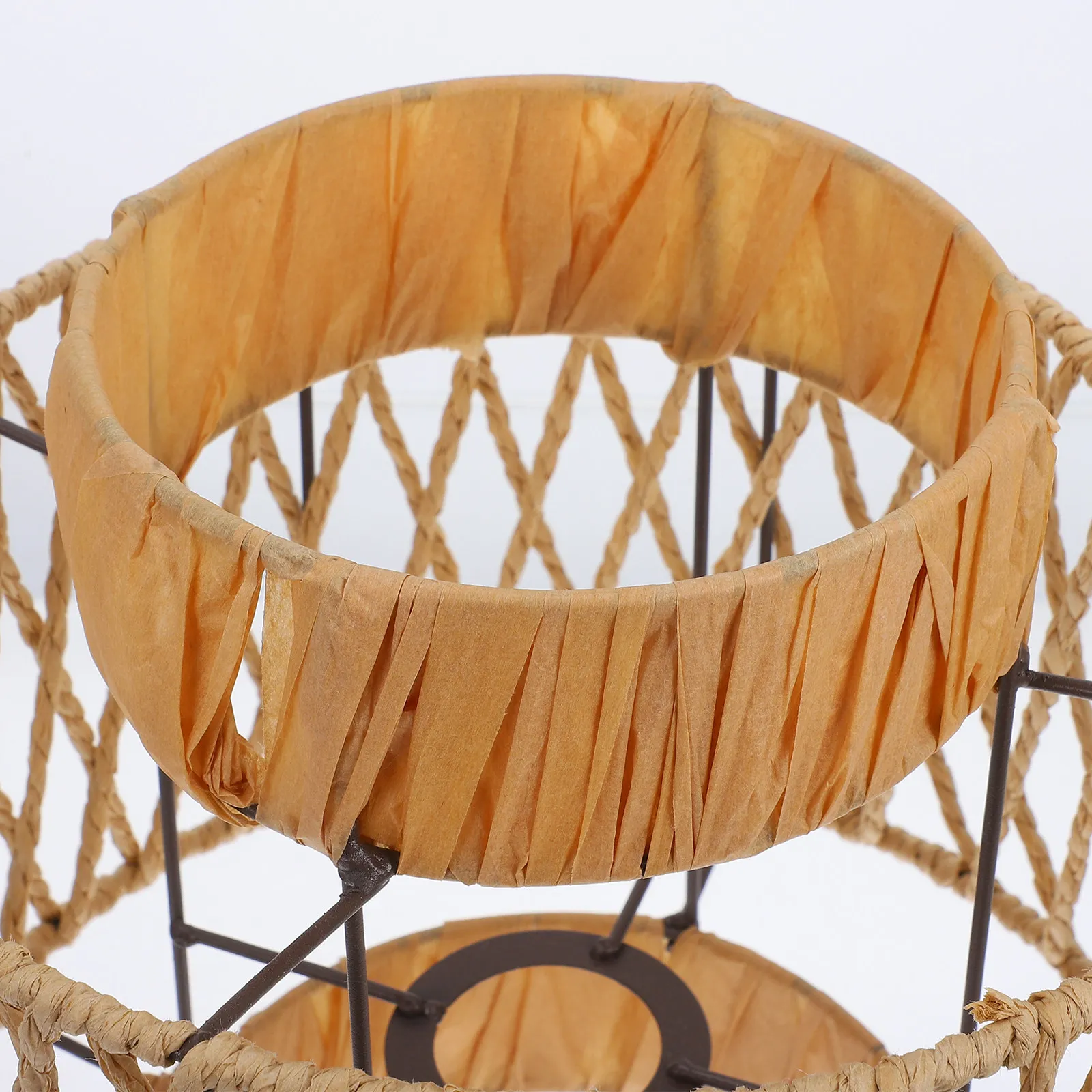 Boho Woven Lamp Shade Paper Rope Lampshade Rustic Handwoven Pendant Light Cover Vintage Indoor Soft Light Lampshade Replacement