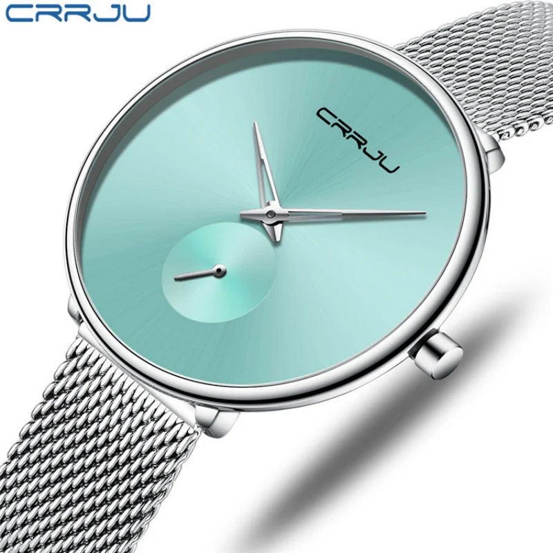 CRRJU 2165 mode femmes montre à Quartz Simple en acier inoxydable maille bracelet étanche décontracté dame affaires élégant femmes montres