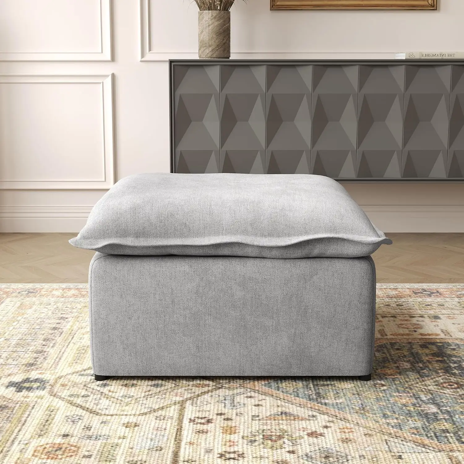 Modular Ottoman Upholstered Footrest for Sectional Sofa Gray, Customized