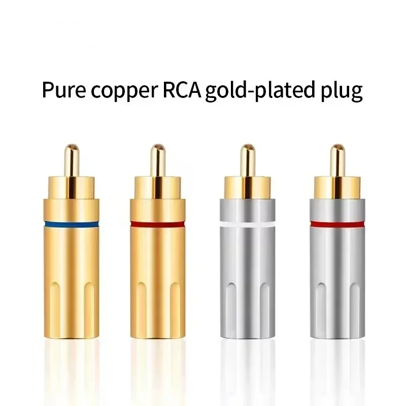 RCA Plug Connector Pure Copper Gold Plating Audio RCA Plug Male Adapter Socket RCA Speaker Terminal Acoustics Connectors